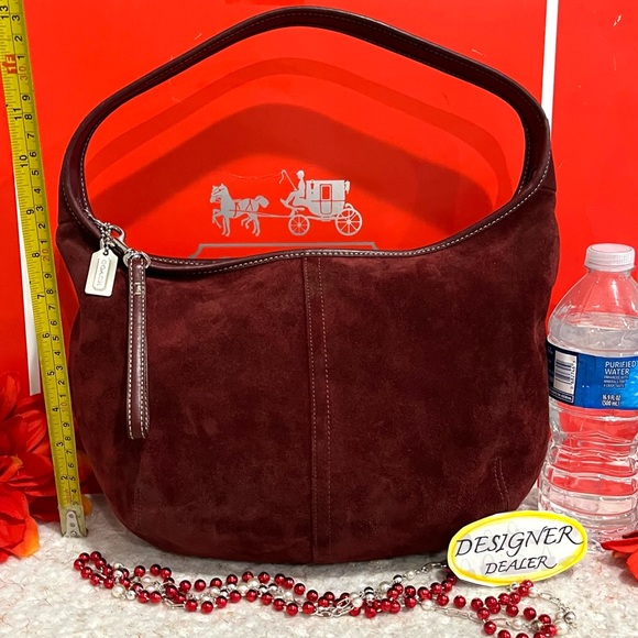 COACH RARE! Vintage Ergo Suede Burgundy Leather Hobo Shoulder Bag 9920 - Picture 7 of 16